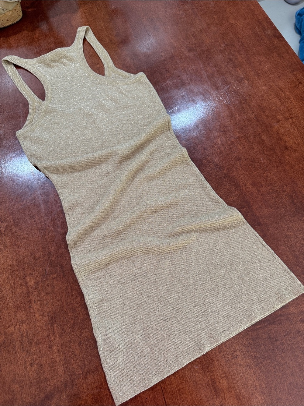 Eris Shimmery Gold Ribbed Racer Back Tank/Tunic - Picture 5 of 8